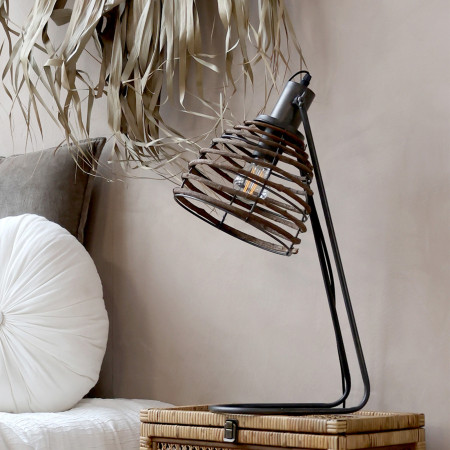 Stolná lampa Factory with Rattan