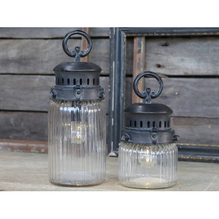 Lampáš French Stable s prúžkami - 22 cm
