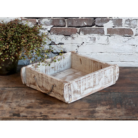 Drevený box s kovovými uškami Vintage White