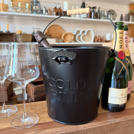 Kovové vedro na chladenie nápojov Cold Drinks - čierne