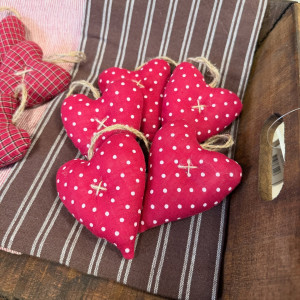 Textilné srdiečko Red with Dots
