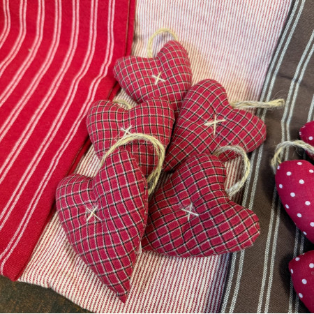 Textilné srdiečko Red with Checks