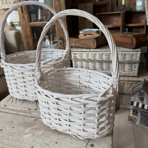 Set dvoch prútených košíčkov s vysokým uškom White Home