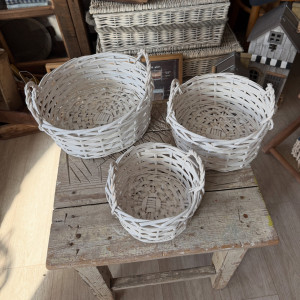 Set troch prútených košíčkov White Home