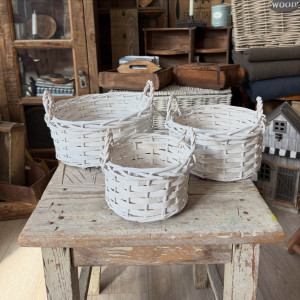 Set troch prútených košíčkov White Home