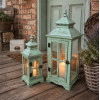 Set dvoch drevených lampášov Provence Mint