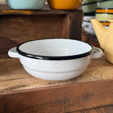 Smaltovaná miska s uškami Vintage Enamel - 17 cm